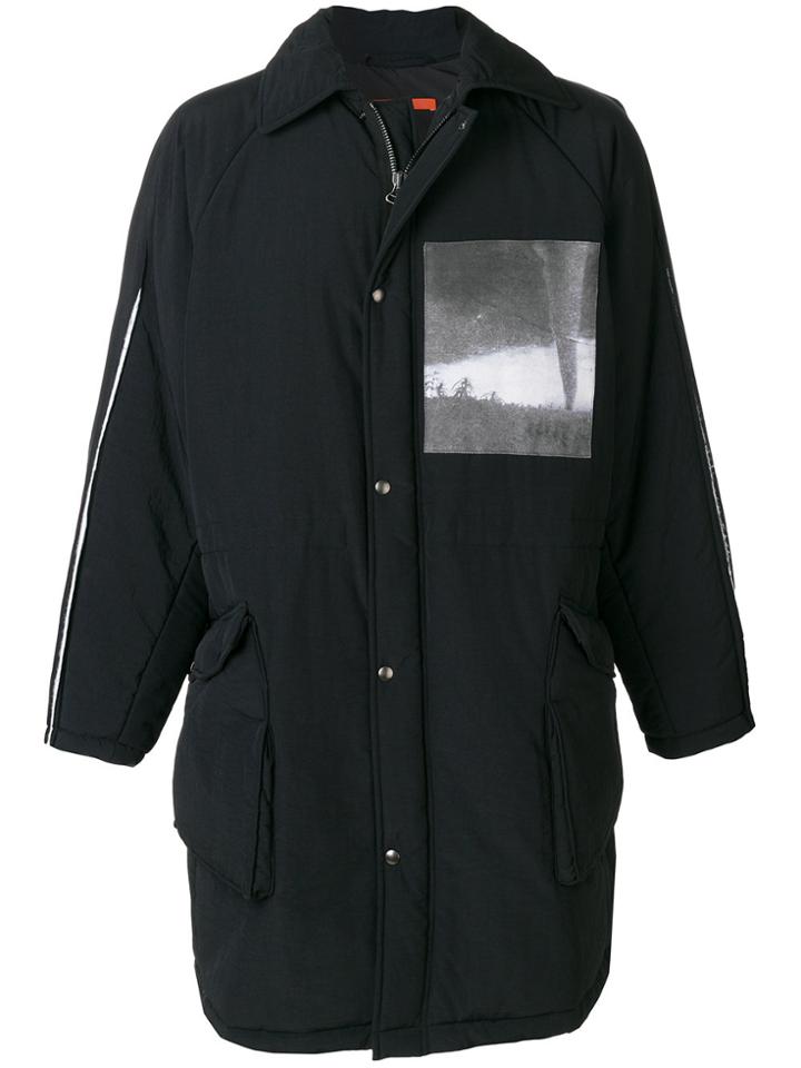 Komakino Print Square Detail Parka - Black