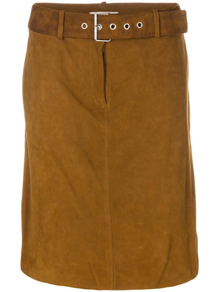 Céline Vintage Belted Straight Skirt - Brown