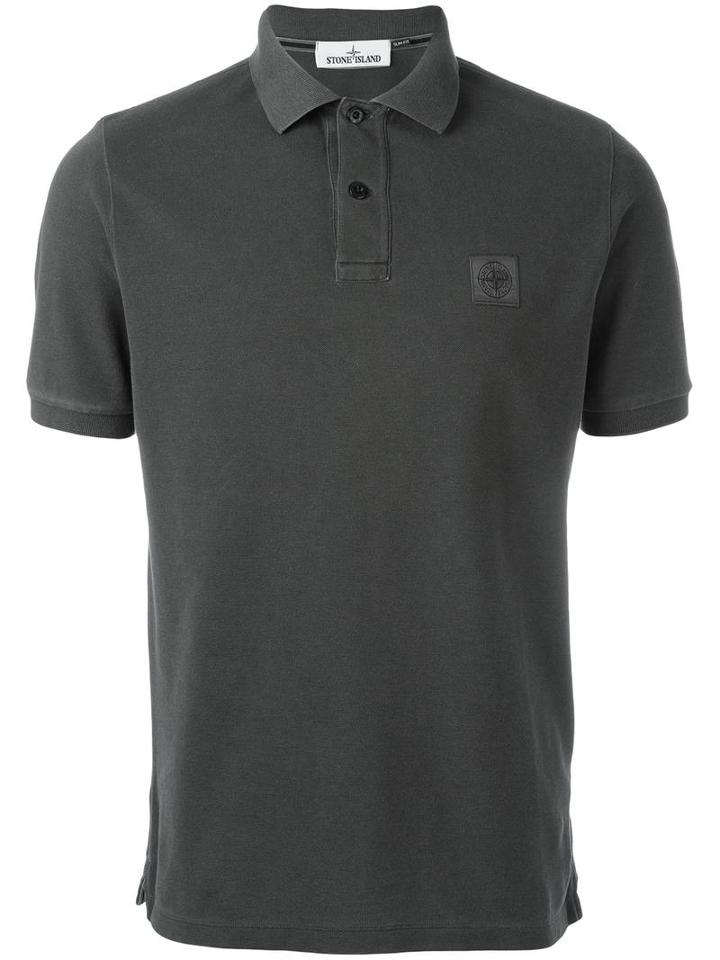 Stone Island Logo Patch Polo Shirt, Men's, Size: Small, Grey, Cotton