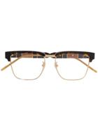 Gucci Eyewear Tortoiseshell Effect Glasses - Gold