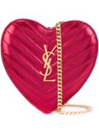 Saint Laurent Mini 'love' Heart Chain Bag, Women's, Red, Leather