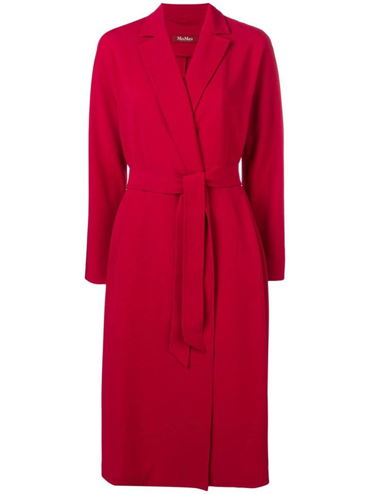 Max Mara Studio Single-breasted Belted Coat - Red