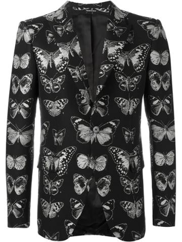 Alexander Mcqueen Moth Jacquard Blazer, Men's, Size: 52, Black, Cotton/polyester/viscose/wool