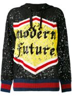 Gucci Gg Web Modern Future Lace Hoodie - Black