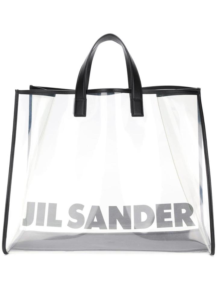 Jil Sander Logo Transparent Shopper Tote - Black