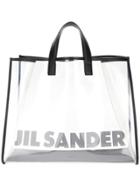 Jil Sander Logo Transparent Shopper Tote - Black