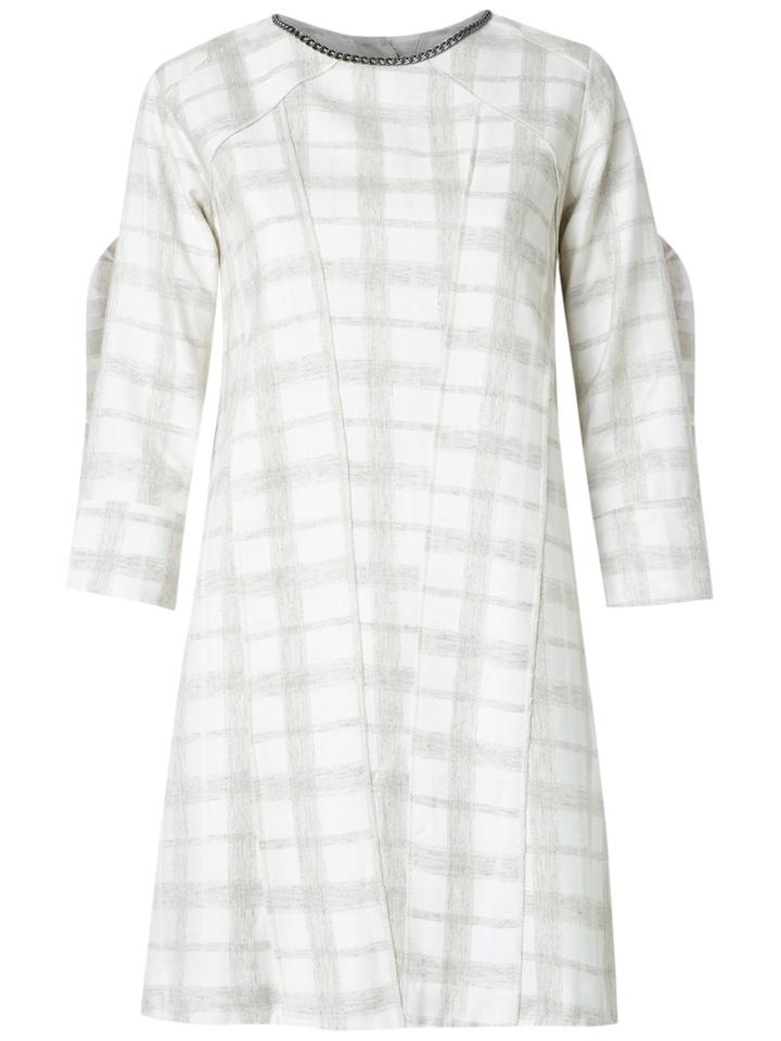 Andrea Bogosian Plaid Shift Dress, Women's, Size: P, Grey, Linen/flax/viscose/wool