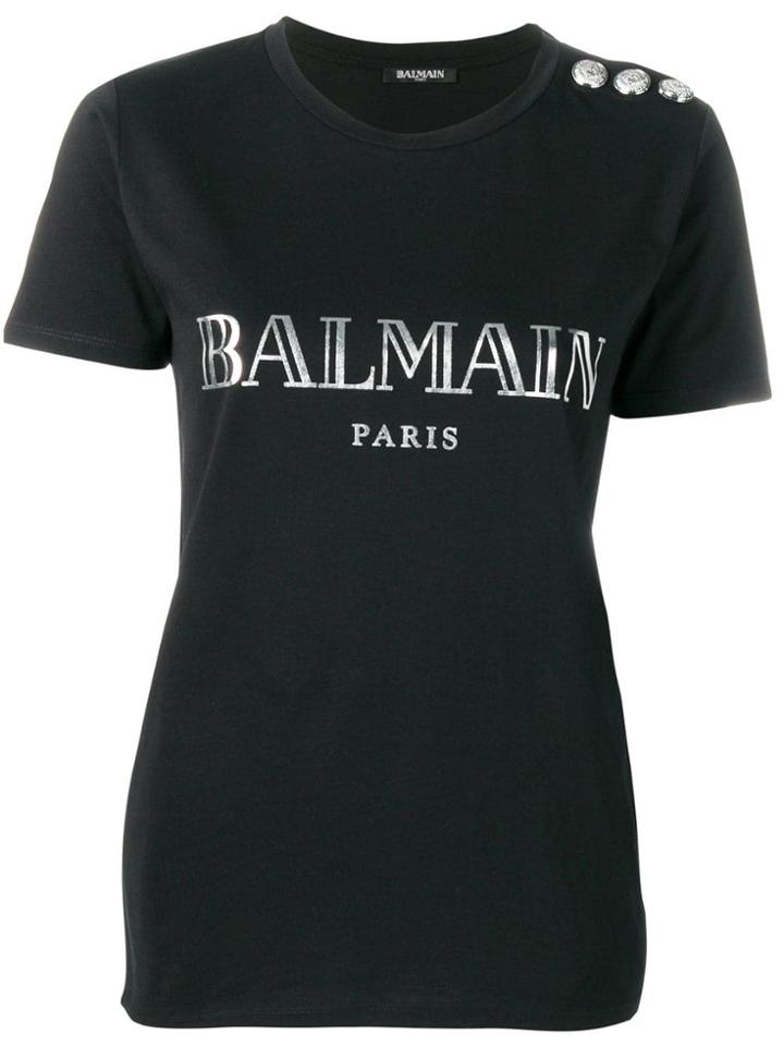 Balmain Contrast Logo Print T-shirt - Black