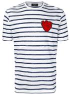 Dsquared2 Striped T-shirt With Heart Patch - White