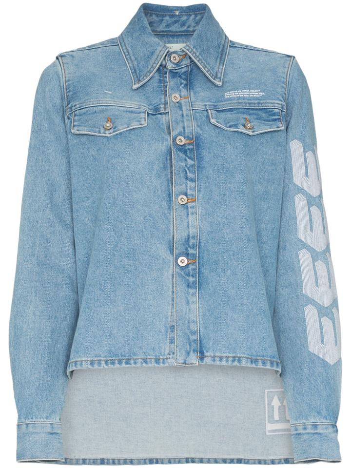 Off-white Arrow Embroidered Denim Jacket - Blue