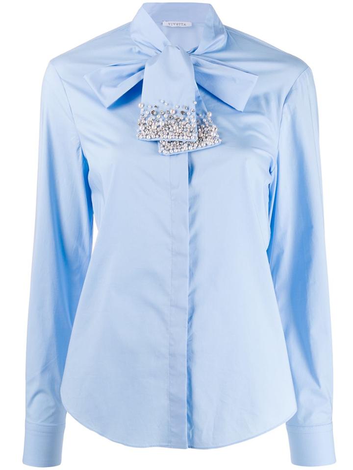 Vivetta Embellished Tie Neck Shirt - Blue