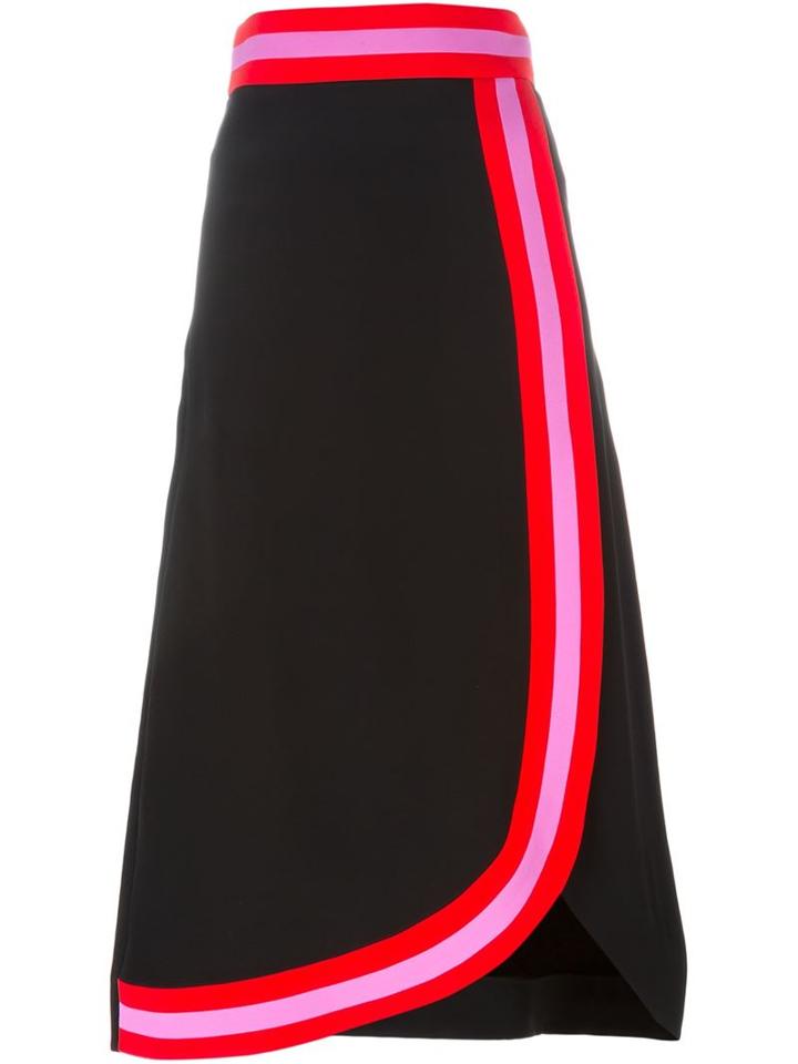 Roksanda Contrast Detail Midi Skirt, Women's, Size: 8, Black, Silk/acetate/polyamide