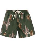 Nos Beachwear Cactus Print Swim Shorts - Green