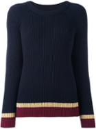 Chinti And Parker Ribbed Colour Block Sweater, Women's, Size: Medium, Blue, Merino
