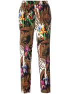 Etro Floral Print Cropped Trousers, Women's, Size: 40, Brown, Silk