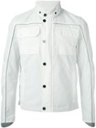 Fay Band Collar Biker Jacket, Men's, Size: Medium, White, Polyamide/polyester