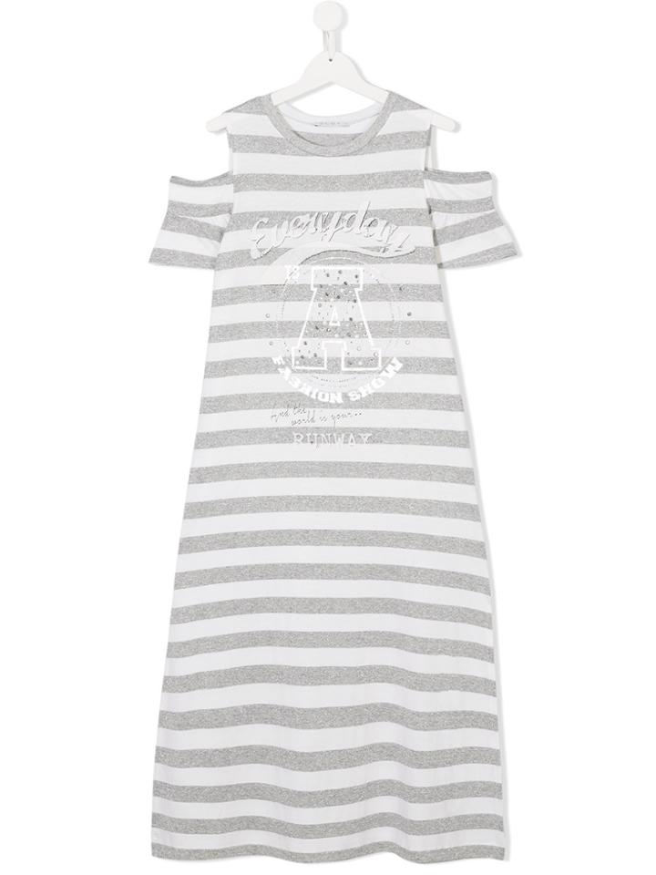 Elsy Gem Stud Embellished T-shirt Dress - White