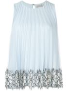 Christopher Kane Pleated Sleeveless Top, Women's, Size: 42, Blue, Silk/nylon/polyamide/acetate
