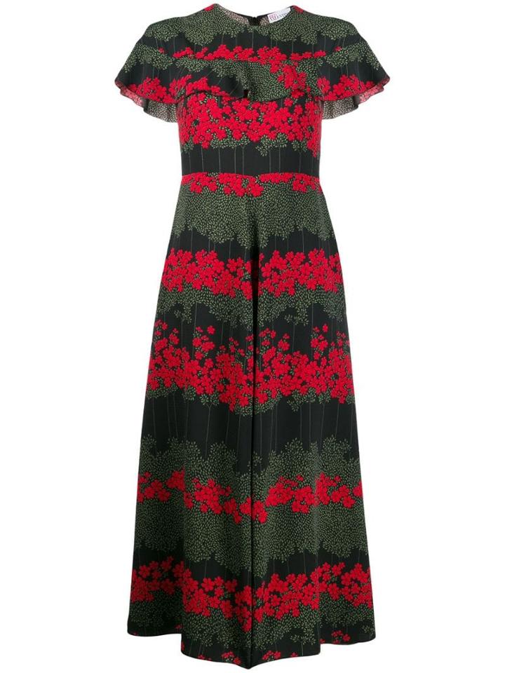 Red Valentino Dreaming Peony Print Dress - Black