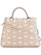 Emporio Armani Perforated Tote, Women's, Nude/neutrals, Leather