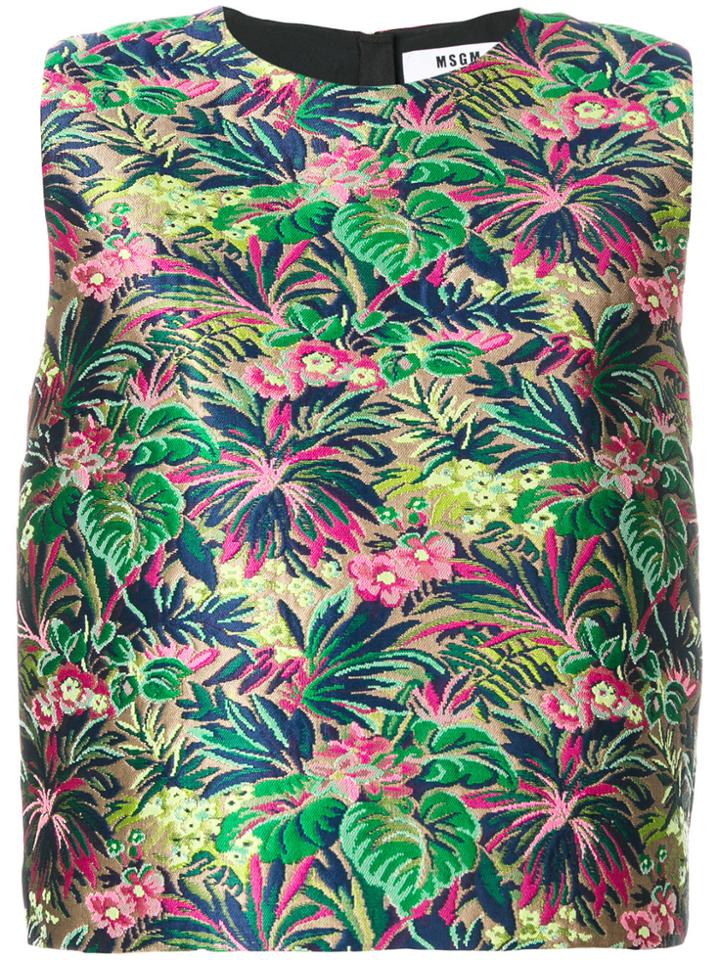 Msgm Floral Embroidered Blouse - Green