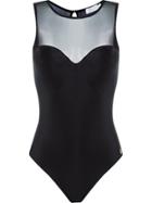 Brigitte Sheer Panel Bodysuit - Black
