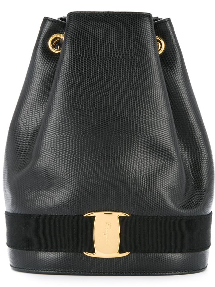 Salvatore Ferragamo Vintage Vara Drawstring Backpack - Black