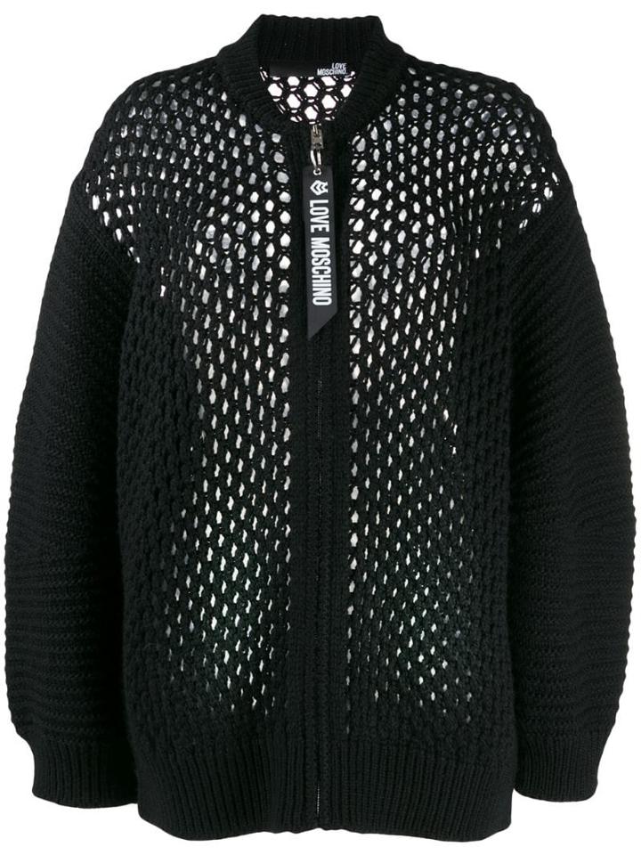 Love Moschino Loose Knit Zip Cardigan - Black