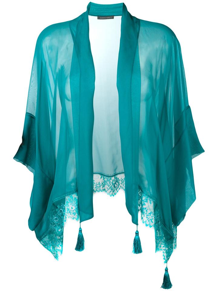 Alberta Ferretti Lace Trim Cardigan - Green