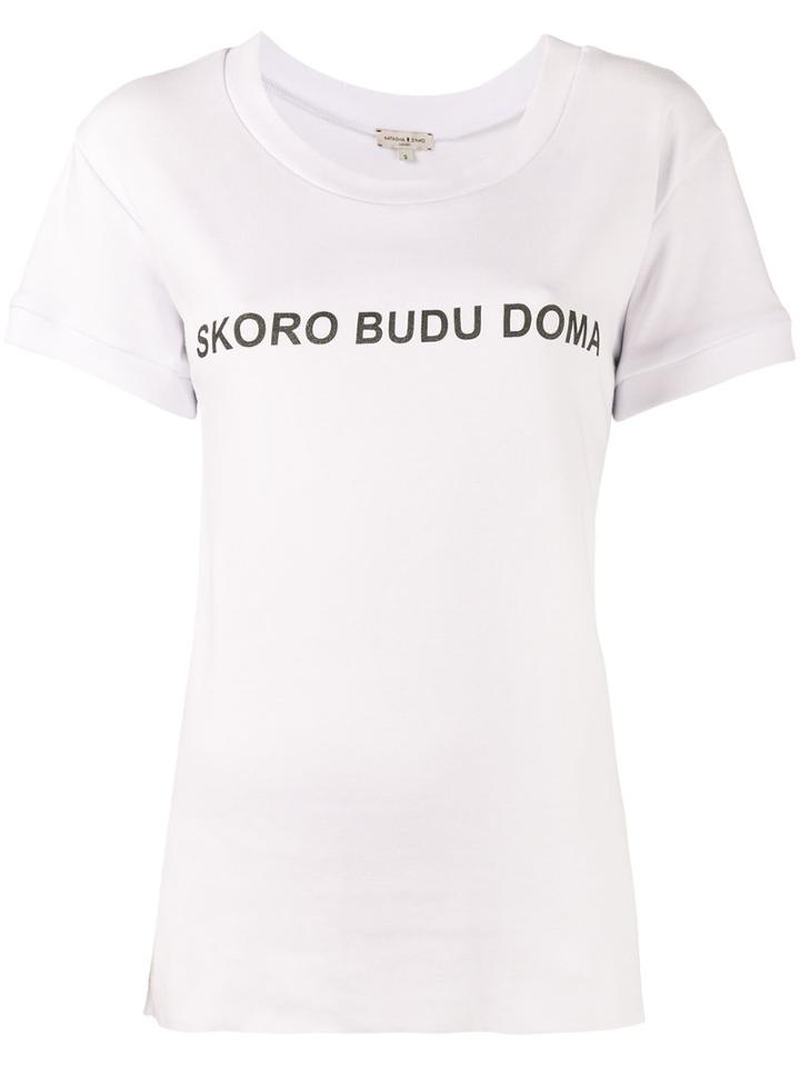 Natasha Zinko - Skoro Budu Doma T-shirt - Women - Cotton - L, White, Cotton