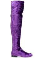 Alberta Ferretti Thigh-length Velvet Boots - Purple