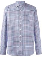 Etro Checked Button Down Shirt, Men's, Size: 41, Blue, Cotton