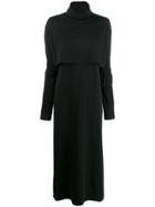 Mm6 Maison Margiela Roll Neck Jersey Maxi Dress - Black