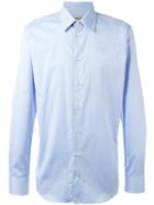 Armani Collezioni Plain Shirt, Men's, Size: 41, Blue, Cotton/elastolefin