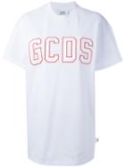 Gcds Contrast Logo T-shirt, Women's, Size: Xs, White, Cotton