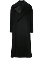The Reracs Double Lapel Long Coat - Black