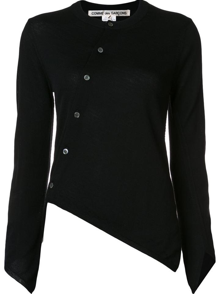 Comme Des Garçons Asymmetric Button Cardigan, Women's, Size: Medium, Black, Wool