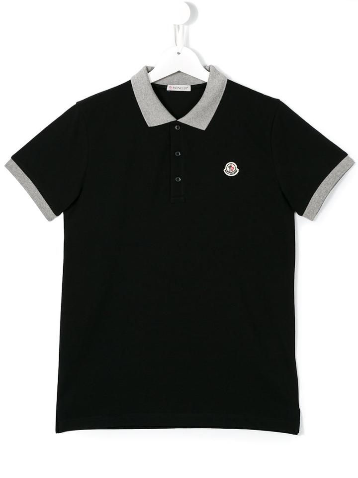 Moncler Kids Contrast Collar Polo Shirt, Boy's, Size: 14 Yrs, Black