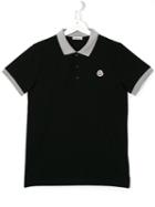 Moncler Kids Contrast Collar Polo Shirt, Boy's, Size: 14 Yrs, Black