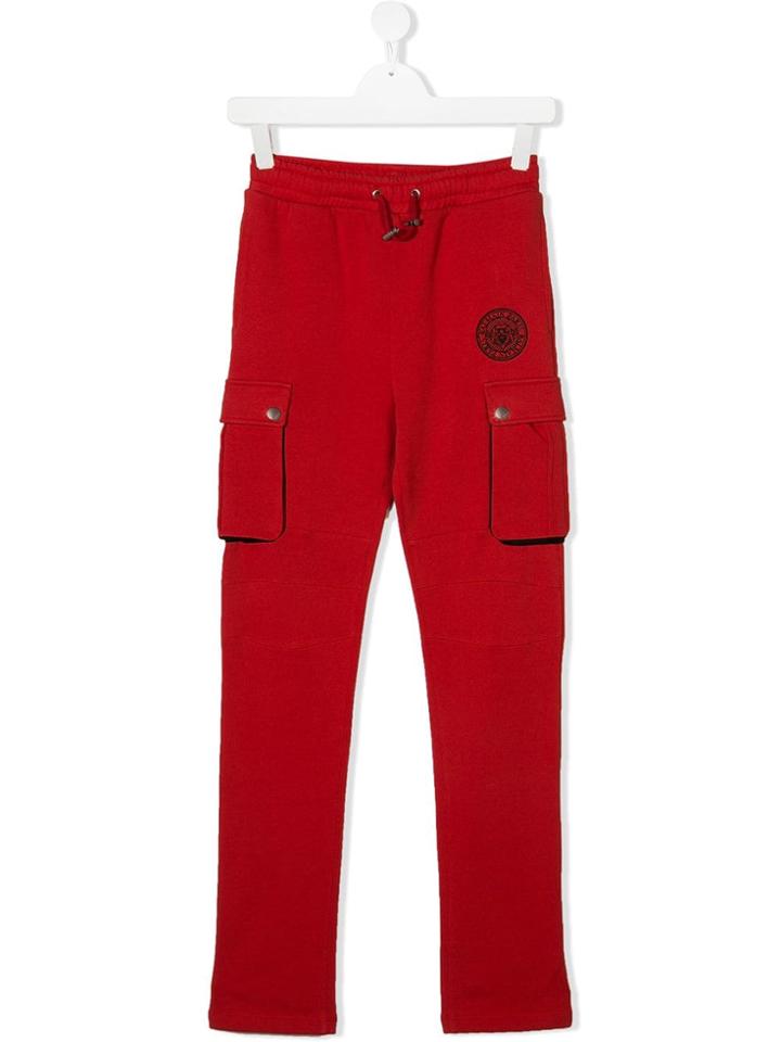 Balmain Kids Teen Pocket Detail Jogging Bottoms - Red