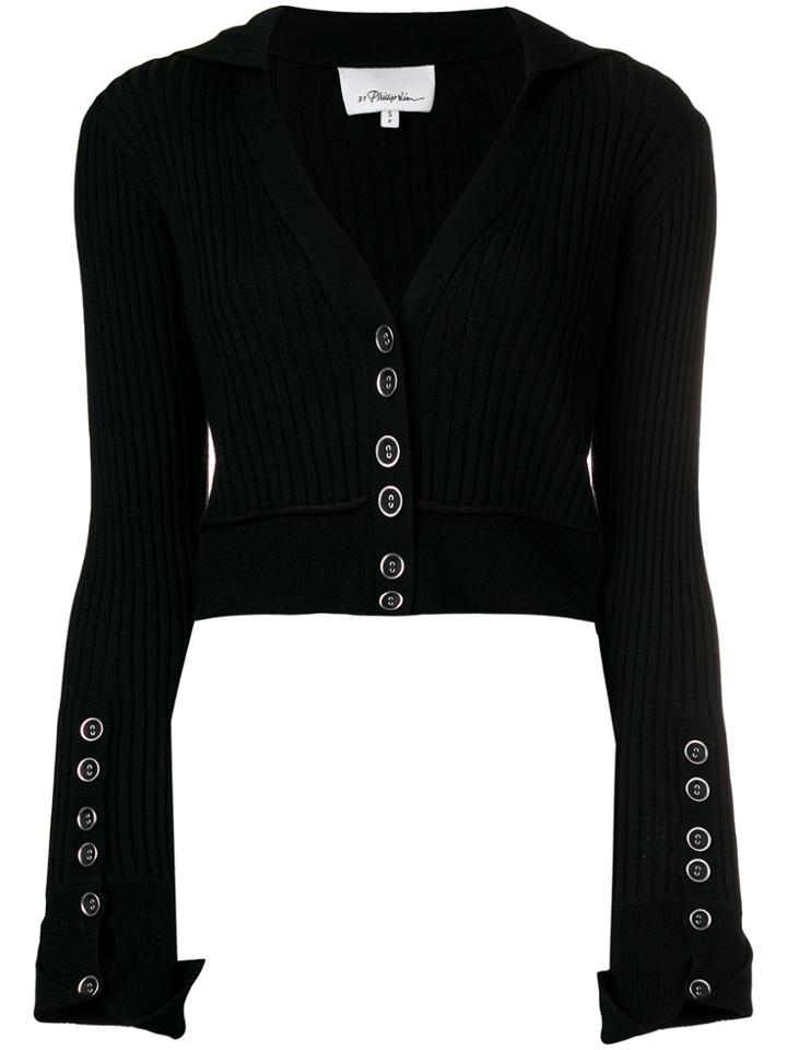3.1 Phillip Lim Ribbed Cropped Cardigan - Black