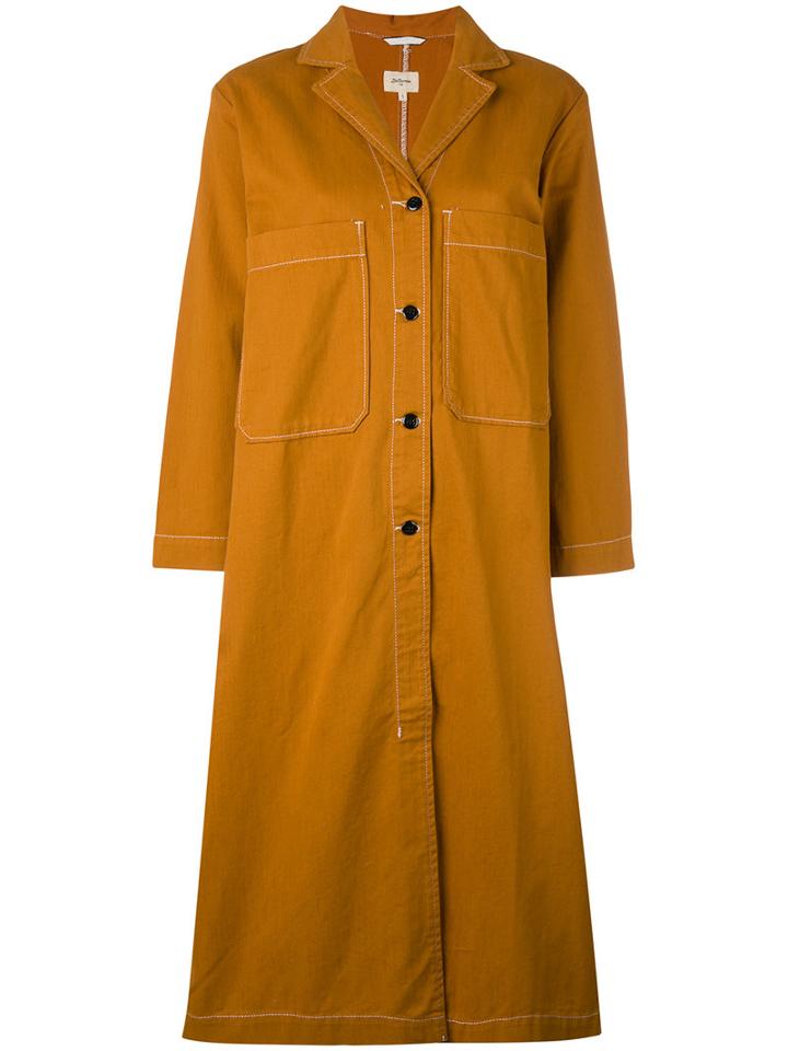 Bellerose - Patch Pocket Shirt Dress - Women - Cotton - 4, Yellow/orange, Cotton