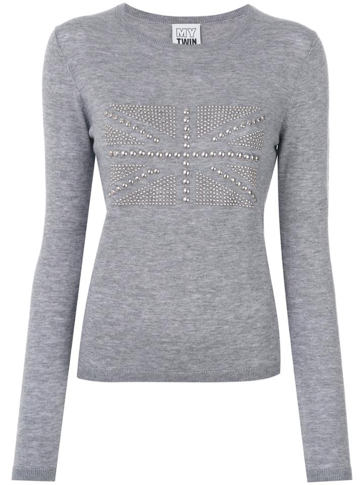 Twin-set Studded Flag Detail Top - Grey
