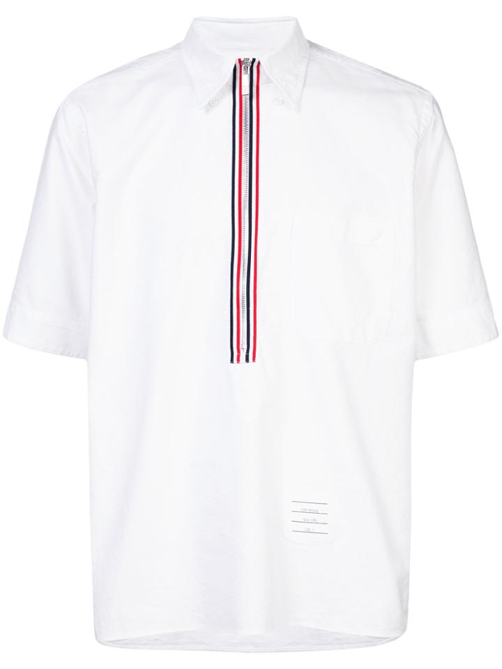 Thom Browne Zipper Placket Shortsleeved Shirt - White