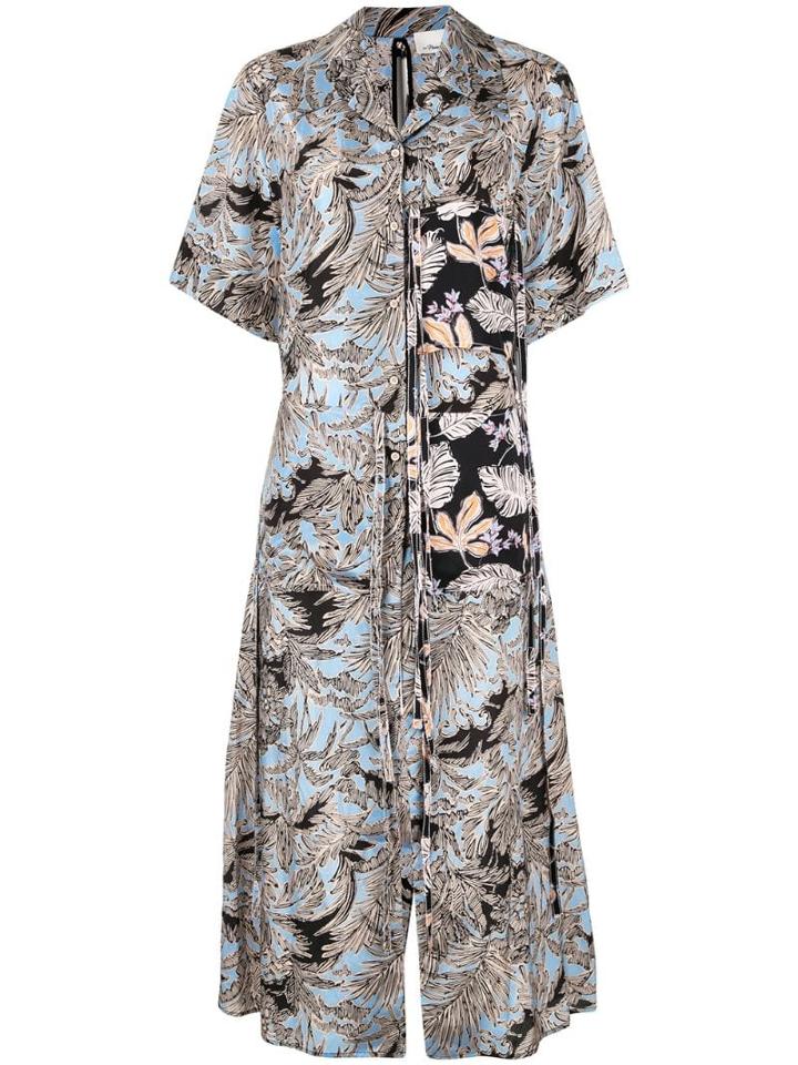 3.1 Phillip Lim Patchwork-print Long Camp-shirt Jacket - Multicolour