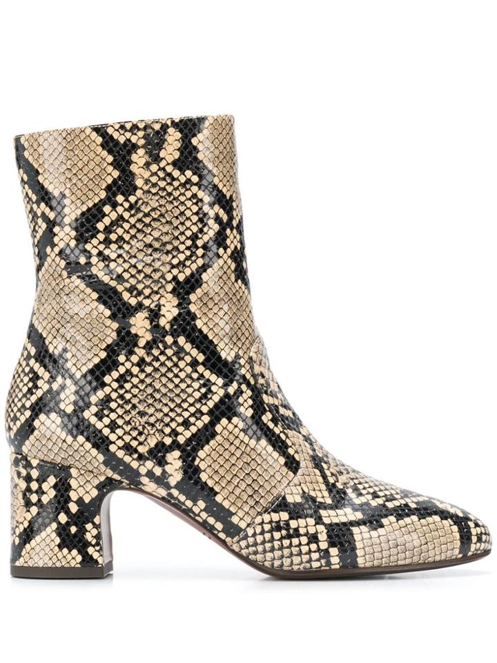 Chie Mihara Nanaylon Snakeskin Boots - Neutrals