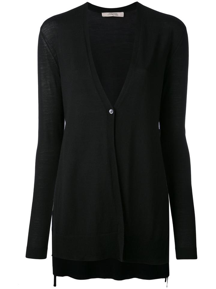 Dorothee Schumacher - Slit Sides V-neck Cardigan - Women - Silk/virgin Wool - 2, Blue, Silk/virgin Wool