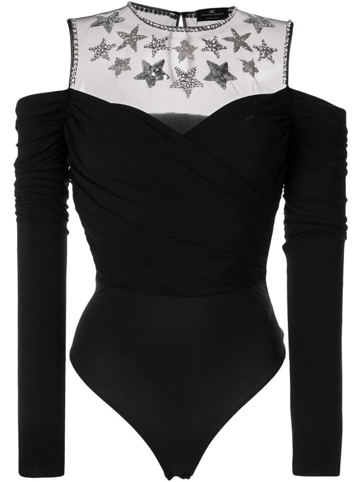 Elisabetta Franchi Embellished Stars Bodie - Black