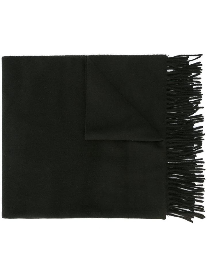 Ami Alexandre Mattiussi Fringe Scarf, Men's, Black, Virgin Wool