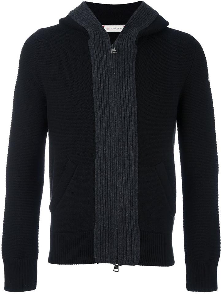 Moncler Ribbed Detail Cardigan, Men's, Size: Xl, Blue, Virgin Wool